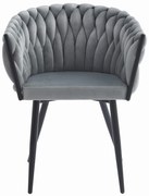 Krzesło ORION - aksamit jasnoszare x 1, Plecione, Warkocz