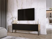 Szafka RTV: Dąb Wotan / Czarny Mat, nogi czarne, 140 x 52 x 32 cm