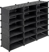 Czarny regał na buty - system wtyczek