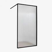 Mampara Prysznicowa Stała Ze Szkła Hartowanego 5 Mm I Aluminium Trafalgar Czarny Matowy & Przezroczyste Szkło Ryflowane & 80 X 195 Cm - Sklum