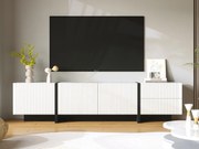 Meble TV L 190cm - 3 drzwi 2 szuflady 5 przegród - Biały i Czarny