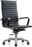 Fotel biurowy z regulacją wysokości - sztuczna skóra - czarny - MENART