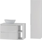 Biały Zestaw do Łazienki 80cm Szafka Regał Blat Umywalka Słupek Etna