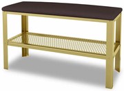 Nowoczesne siedzisko z metalowym stelażem złoty + wenge S6-D84