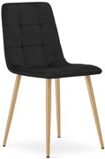 Komplet 4 czarnych krzeseł tapicerowanych welurem P4-R19
