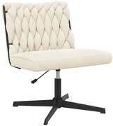 Kremowy tapicerowany fotel obrotowy pleciony F1-D06