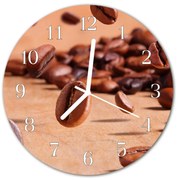 Zegar szklany okrągły Ziarna kawy