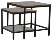 Zestaw 2 ław WENDY brąz rustykalny/czarny mat SIGNAL