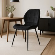 Krzesło Tapicerowane do Jadalni IRYS Czarne Welurowe Nowoczesne Loft