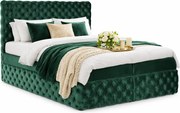 Zielone welurowe łóżko pikowane z pojemnikiem 5 rozmiarów M4-B90