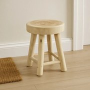 Stołek z drewna tekowego, okrągły, 46 cm, naturalny