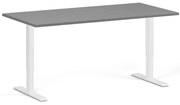 Biurko z regulacją wysokości, 160x80 cm, 1 silnik, biała podstawa, grafit