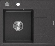 Mexen Ben zlewozmywak granitowy 1-komorowy z ociekaczem, lewy 600 x 500 mm, czarny nakrapiany, syfon chrom - 6522605000-76