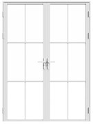 Drzwi kompletne 2-skrzydłowe dwustronne z aluminium i szkła hartowanego - Biały - 2 x wys. 204 x szer. 73 cm - SEROTO