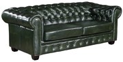 Kanapa 3-osobowa Chesterfield BRENTON 100% skóry bawolej - Kolor: zieleń cesarska