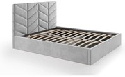 Łóżko ze skrzynią 200 x 200 cm - Tkanina teksturowana - Szary - JUSTANI
