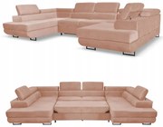 Narożnik kształt U rozkładany f. spania Bosso Family meble ciemny beż welur