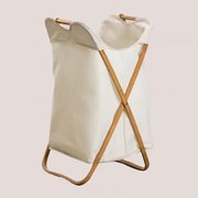 Kosz Na Pranie Z Bambusa I Poliestru Brais Distressed White - Sklum
