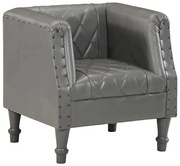 Szary skórzany fotel wypoczynkowy S6-N34