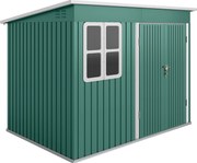 Outsunny Metalowy schowek do przechowywania narzędzi ogrodowych, z oknem, szerokie drzwi, 260 x 177 x 190 cm, zielony | Aosom PL