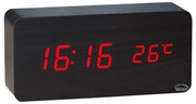 Zegar budzik drewniany elektroniczny cyfrowy led stojący - termometr + data