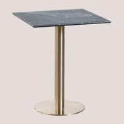 Kwadratowy Stół Barowy Z Marmuru Cosmopolitan Zielony Marmur & ↔︎ 60 Cm & Champagne Oro - Sklum