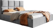 Emporius Fado łóżko 140x200 cm, tkanina aksamitna - łóżko z pojemnikiem na pościel i stelażem - jasny szary (Jasmine 90)