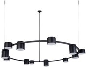 Kodo Sigma 12 – duża czarna lampa wisząca z reflektorami GX53, nowoczesny żyrandol do salonu, kuchni i jadalni o średnicy 112cm