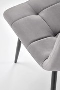 K526 krzesło szare, nogi czarne, tapicerowane pikowane velvet welur