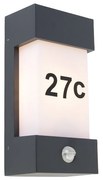 Lampa ścienna zewnętrzna ciemnoszara IP44 z czujnikiem ruchu - Tide