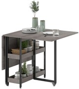 HOMCOM Rozkładany Stół w Stylu Industrialnym, dla do 4 Osób, Otwarte Półki, Elastyczny, Metal, Płyta wiórowa, Szary