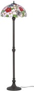 Kolorowa lampa stojąca z witrażowym kwiatowym kloszem - 27X A666 H6-W14