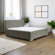 Łóżko tapicerowane z pojemnikiem i materacem LUKS Jasny brąz 180x200 cm