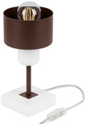 Brązowo-biała lampka nocna stołowa DTI-BR10x10WE buk 1xE27