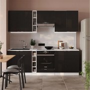 Aneks kuchenny czarny w paski/biały 235x46x81.6 fame-line