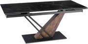 Stół Rozkładany Prostokątny REX 2 180-240 cm Ceramiczny Czarny Marmur/Orzech Japandi