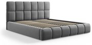 Szare aksamitne tapicerowane łóżko dwuosobowe ze schowkiem i stelażem 140x200 cm Bellis – Micadoni