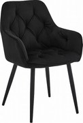 Krzesło do jadalni Valora LUKK – czarny aksamit z czarnymi nogami x1