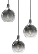 Lampa wisząca MONTE SILVER 3xE27, potrójna, 3 kule, dymione szkło