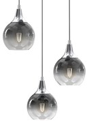 Lampa wisząca MONTE SILVER 3xE27, potrójna, na kole 3 kule, dymione szkło