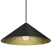 Lampa wisząca Fuji Ø50cm 1xE27, czarna, złota, pojedyncza, jeden klosz