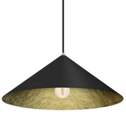 Lampa wisząca Fuji Ø50cm 1xE27, czarna, złota, pojedyncza, jeden klosz