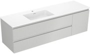 Mexen Rivel szafka łazienkowa 160 cm z umywalką Otis lewą, 2S, 1D, ryflowana, szara mat/biała mat - 91A23-16047-3-BBFFF62-W18L01
