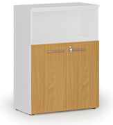 Szafa biurowa kombinowana PRIMO WHITE, 800 x 420 x 1087 mm, biały/buk