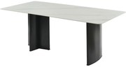 Stół do jadalni dla 8 osób z ceramiki i MDF - Efekt białego marmuru i czarny - SINAN