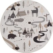 Dywan dziecięcy Coco Tipi Leśna Przygoda kremowy koło 120 cm x 120 cm