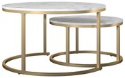 Okrągłe stoliki w biało-złotym kolorze w dekorze marmuru zestaw 2 szt. ø 79 cm Amelia – CosmoLiving by Cosmopolitan