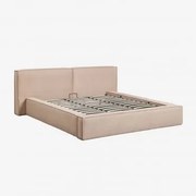 Łóżko Z Tapicerowanym Pojemnikiem Na Pościel Lunari Jasnobrązowy Bouclé Piaskowy & 180 X 200 Cm - Sklum