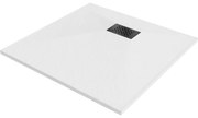 Mexen Hugo brodzik kwadratowy SMC 80 x 80 cm, biały, maskownica czarna - 42108080-B