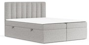 Jasnoszare łóżko boxspring ze schowkiem 180x200 cm Novento – Maison de Rêve